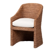 bali & pari Brenton Seagrass Wrapped Dining Armchair, Brown Wash